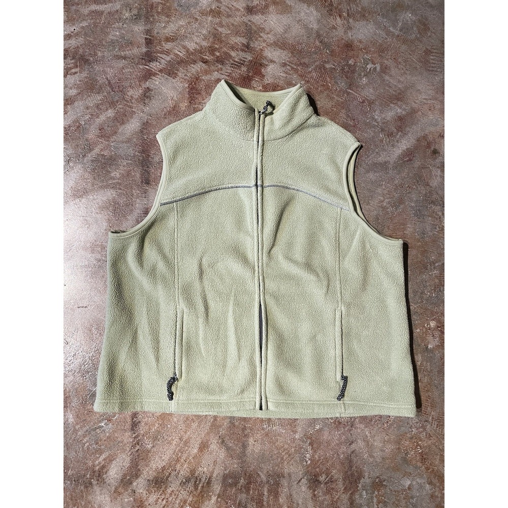 Eddie Bauer Polartec Zip Fleece Womens Vest Light Green Silver Trim Sz XL